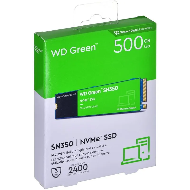 WESTERN DIGITAL - Disco Solido Western Digital Green M2 SN350 NVME 500GB