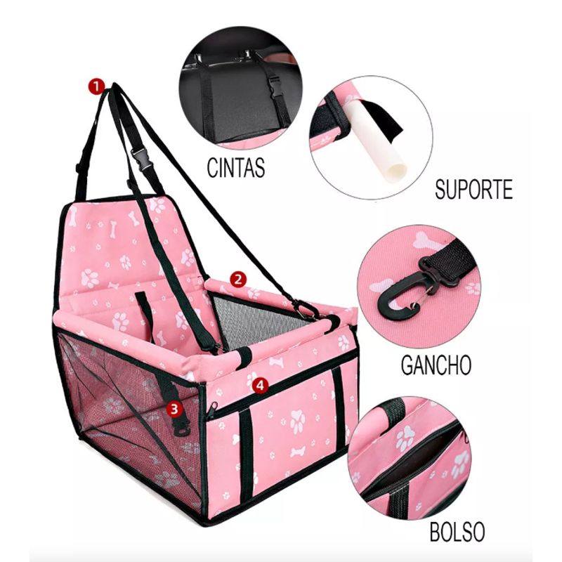 GENERICO - Asiento de carro para perro Rosado