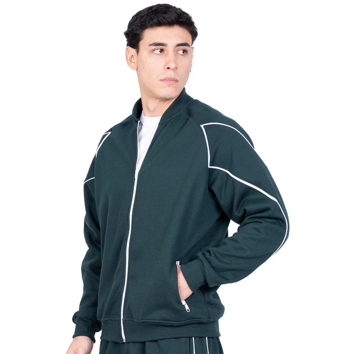 NEW YORK STARS - CASACA  CON CIERRE Y LINEAS - VERDE