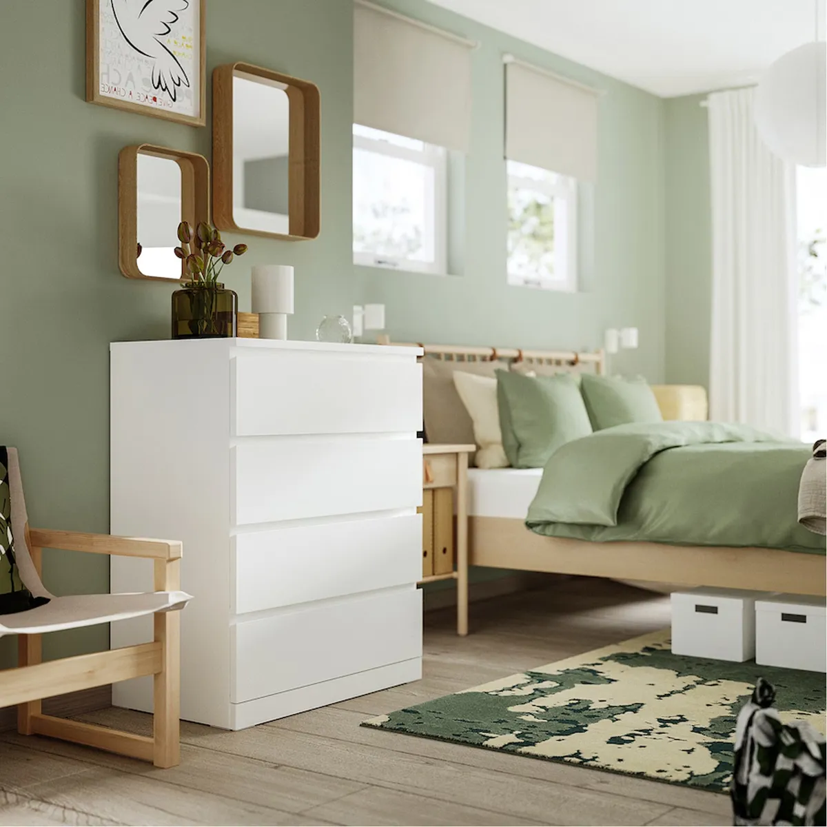 PELIKANO - Comoda Melamina Blanco Oris 4 cajones 100cm