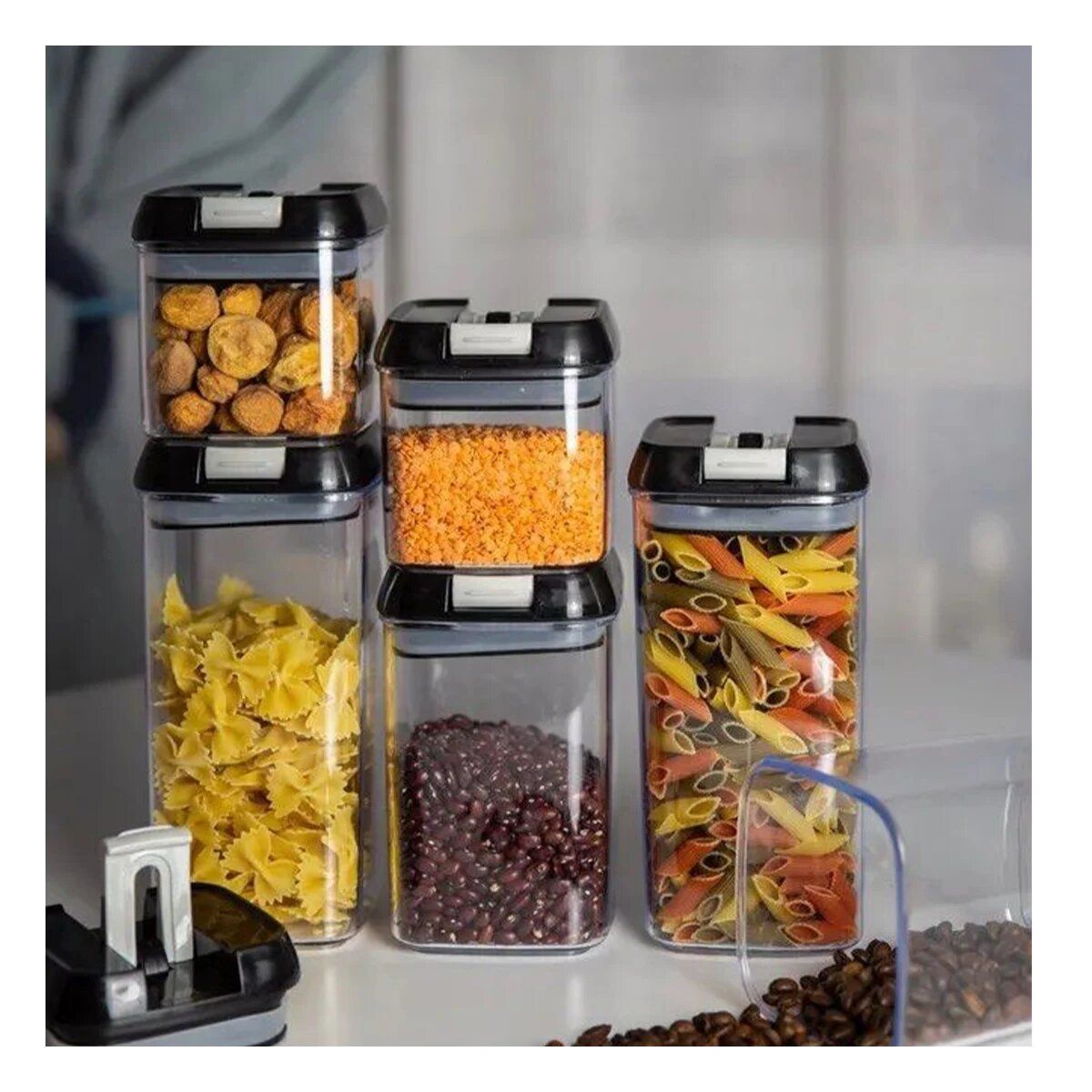 GENERICO - Pack De Contenedores Herméticos x 5 Piezas Para Cereales y Menestras