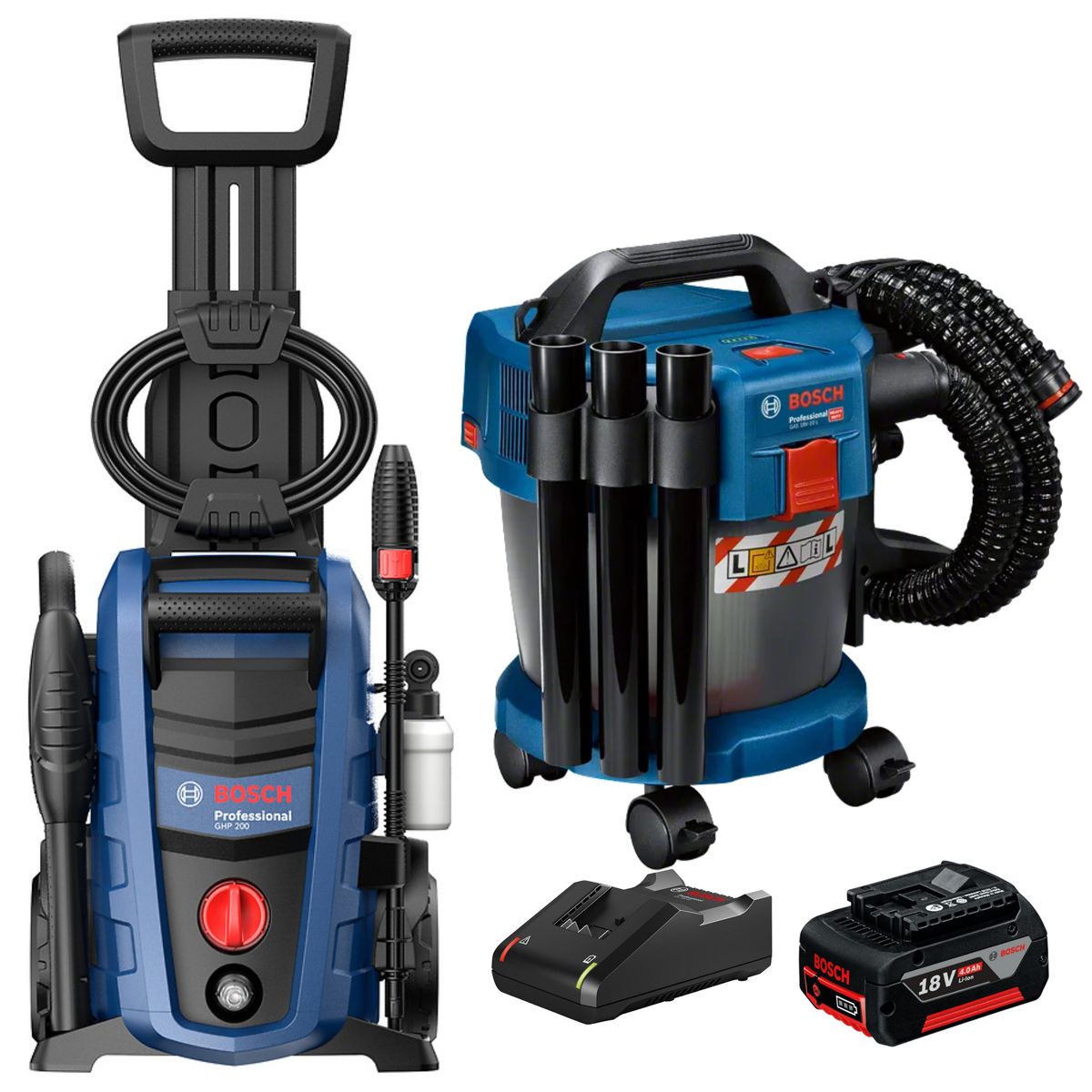 BOSCH - COMBO Hidrolavadora Alta Presión 2000PSI GHP200 ASPIRADORA INALAMBRICA