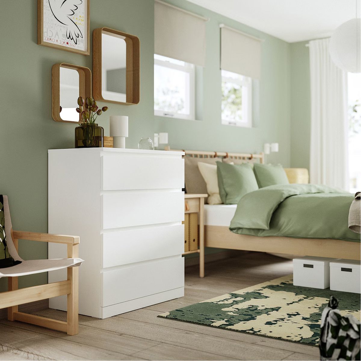 PELIKANO - Comoda Melamina Blanco Oris 4 cajones 120cm