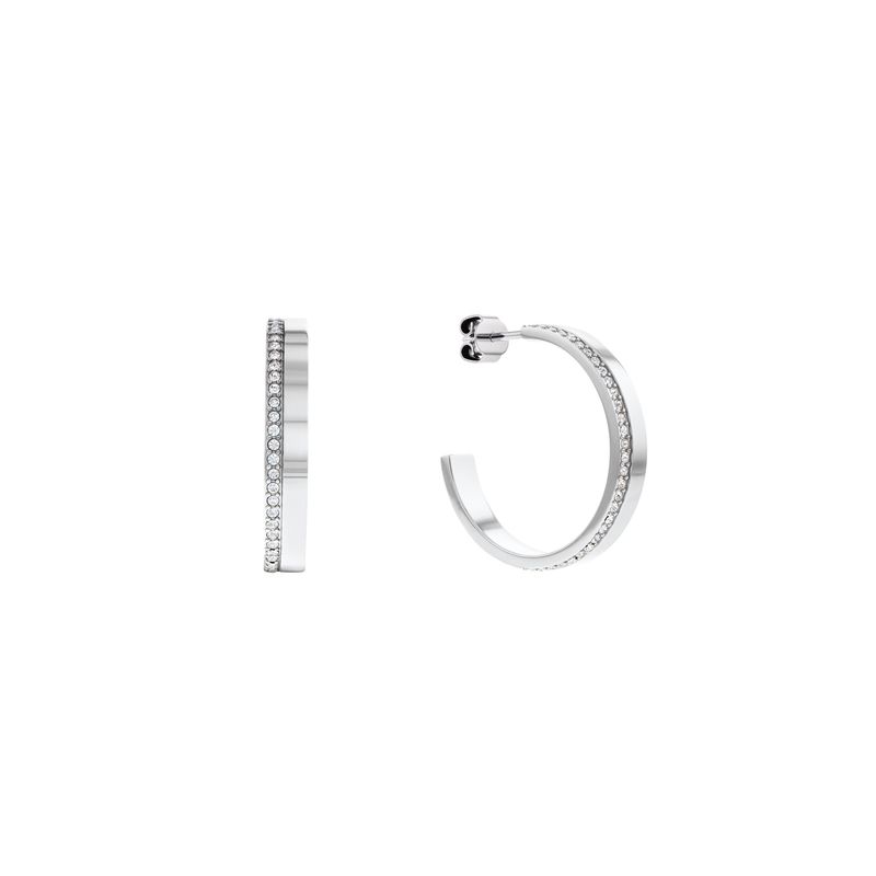 CALVIN KLEIN - Aretes de acero inoxidable plateado con cristales