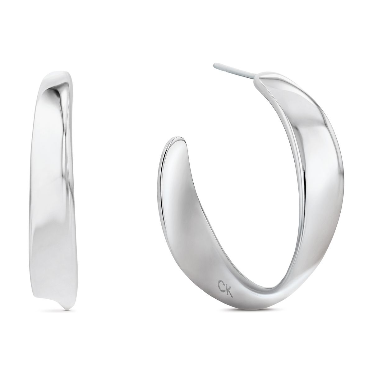 CALVIN KLEIN - Aretes de acero inoxidable plateado
