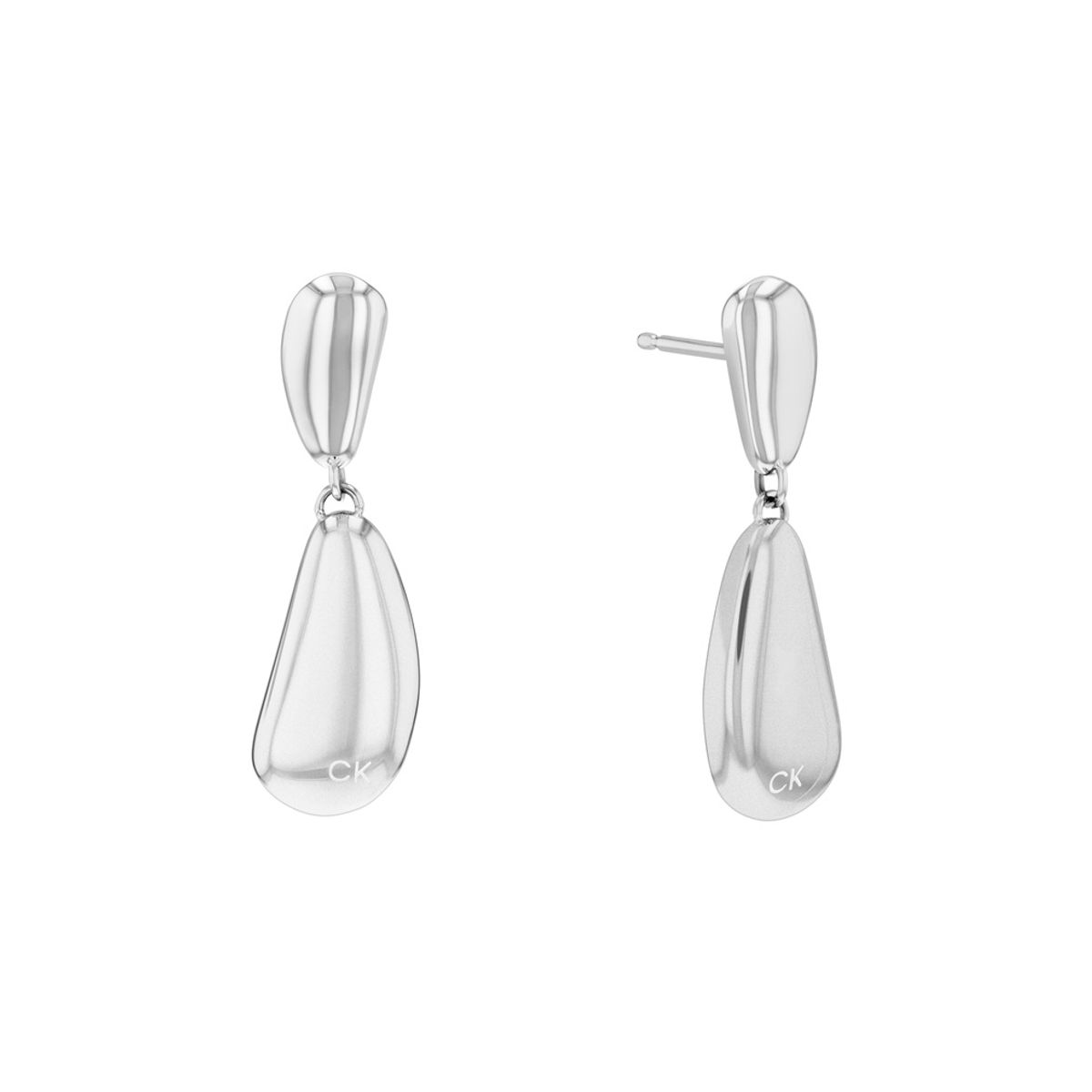 CALVIN KLEIN - Aretes de acero inoxidable plateado