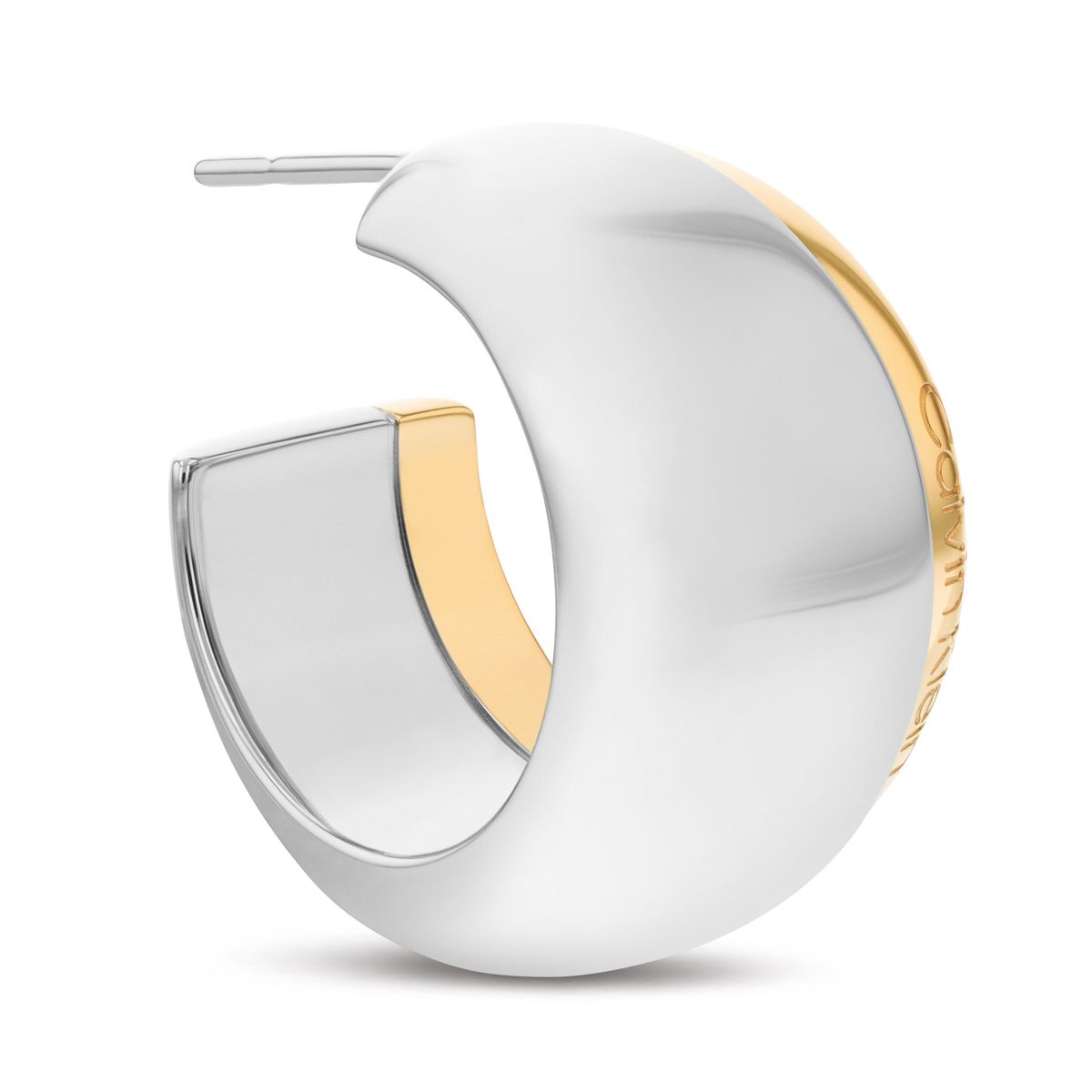 CALVIN KLEIN - Aretes de acero inoxidable plateado con dorado