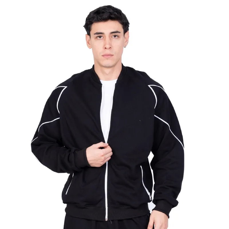 NEW YORK STARS - CASACA  CON CIERRE Y LINEAS - NEGRO