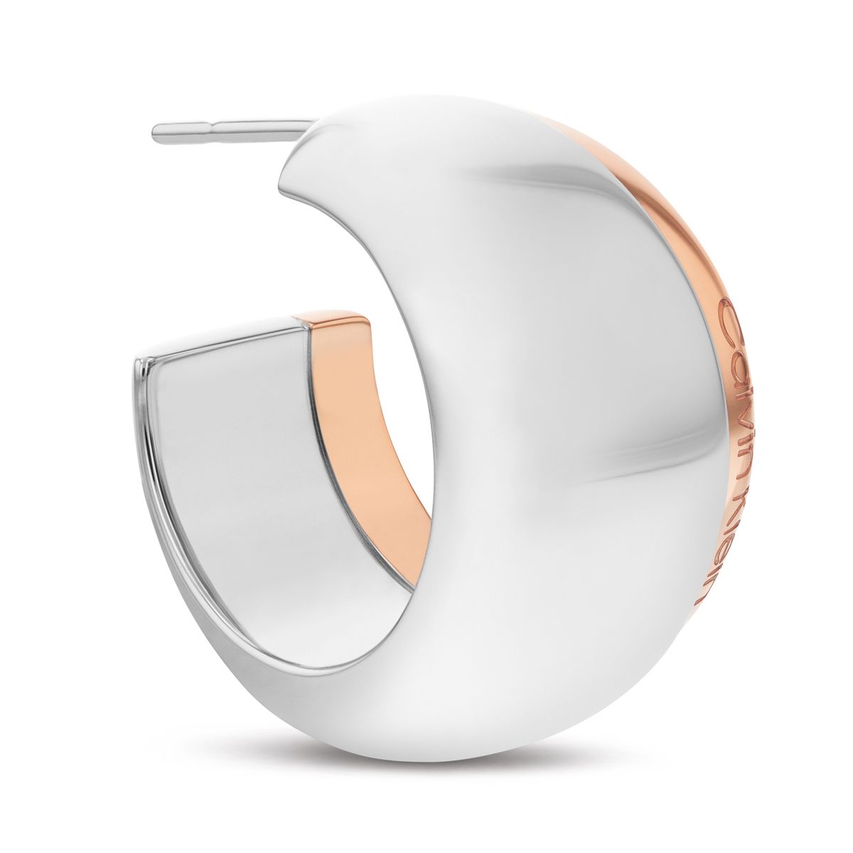 CALVIN KLEIN - Aretes de acero inoxidable plateado con oro rosa