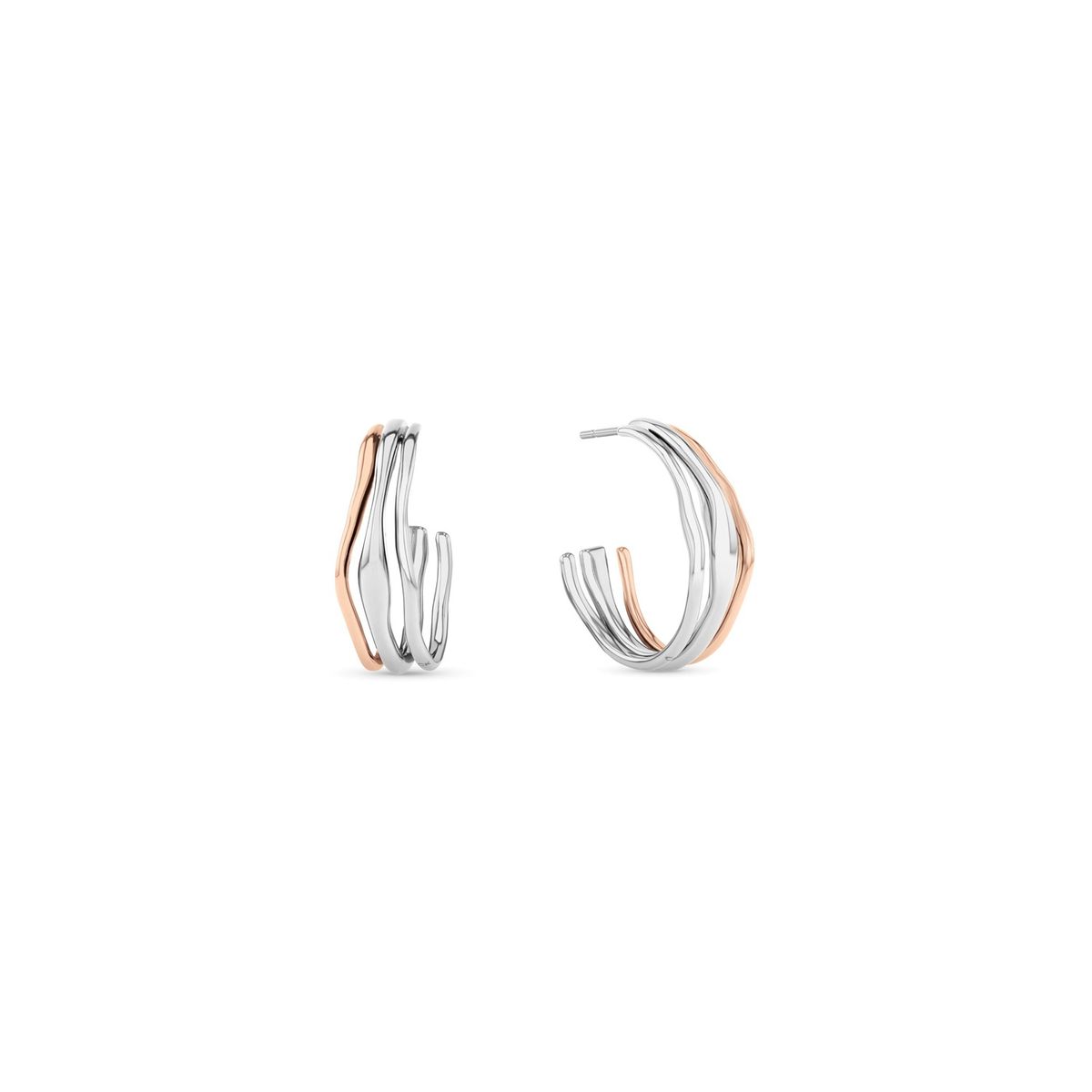 CALVIN KLEIN - Aretes de acero inoxidable plateado con oro rosa