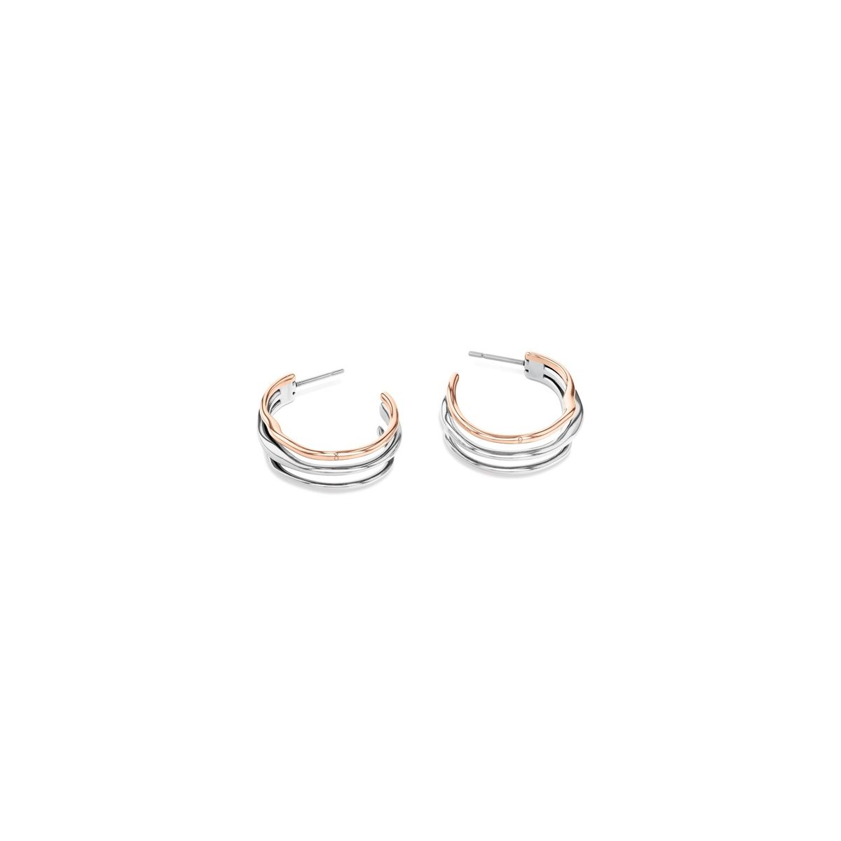 CALVIN KLEIN - Aretes de acero inoxidable plateado con oro rosa