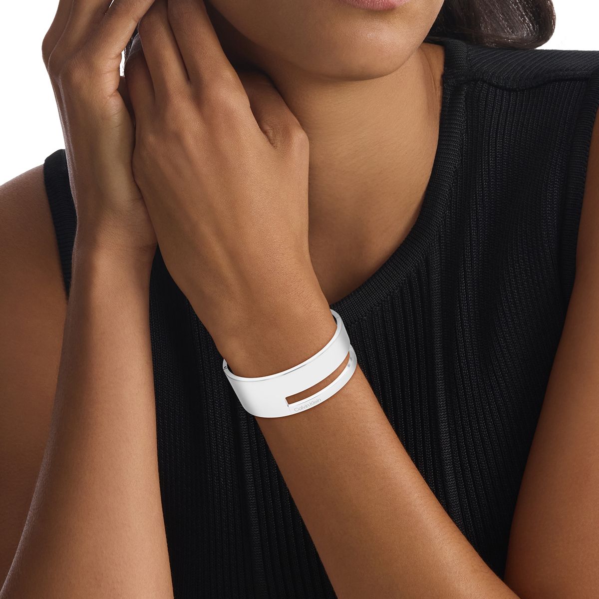 CALVIN KLEIN - Pulsera plateada de acero inoxidable