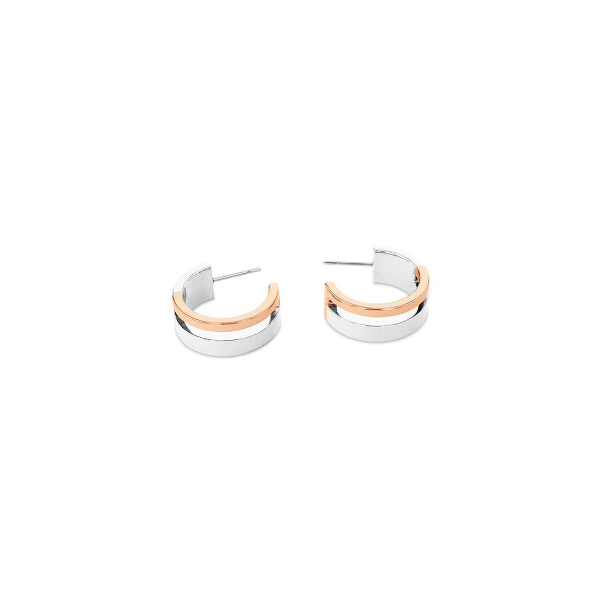 CALVIN KLEIN - Aretes de acero inoxidable dorado con plateado