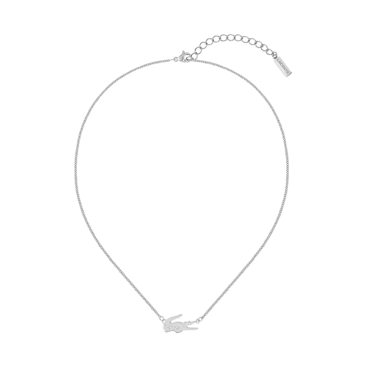 LACOSTE - Collar plateado de mujer en forma de cocodrilo