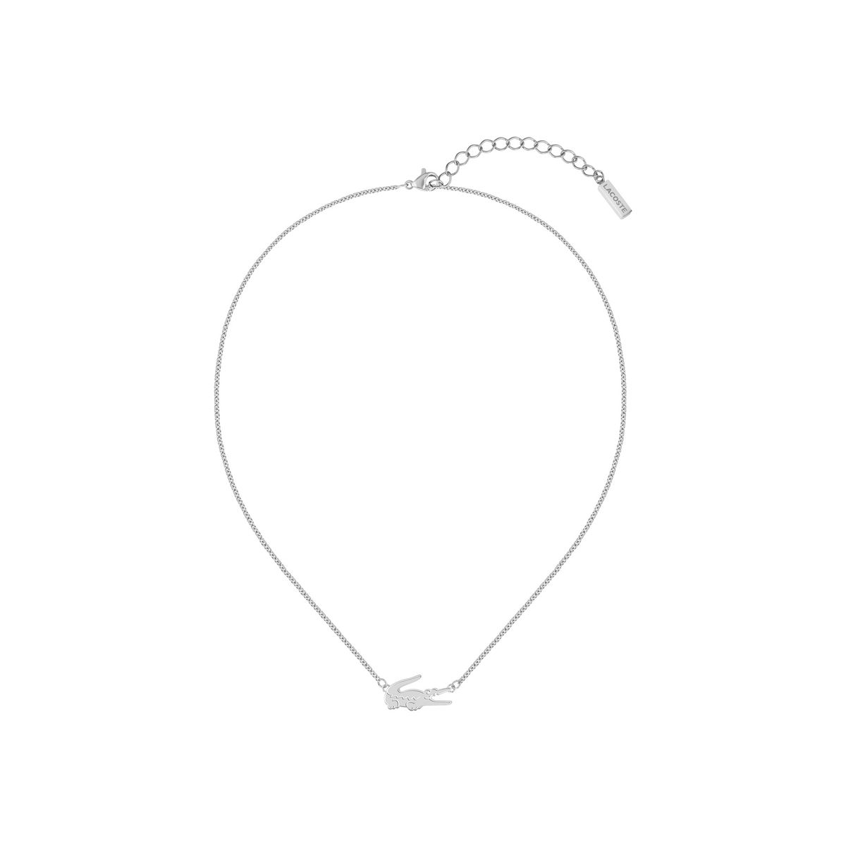 LACOSTE - Collar plateado de mujer en forma de cocodrilo
