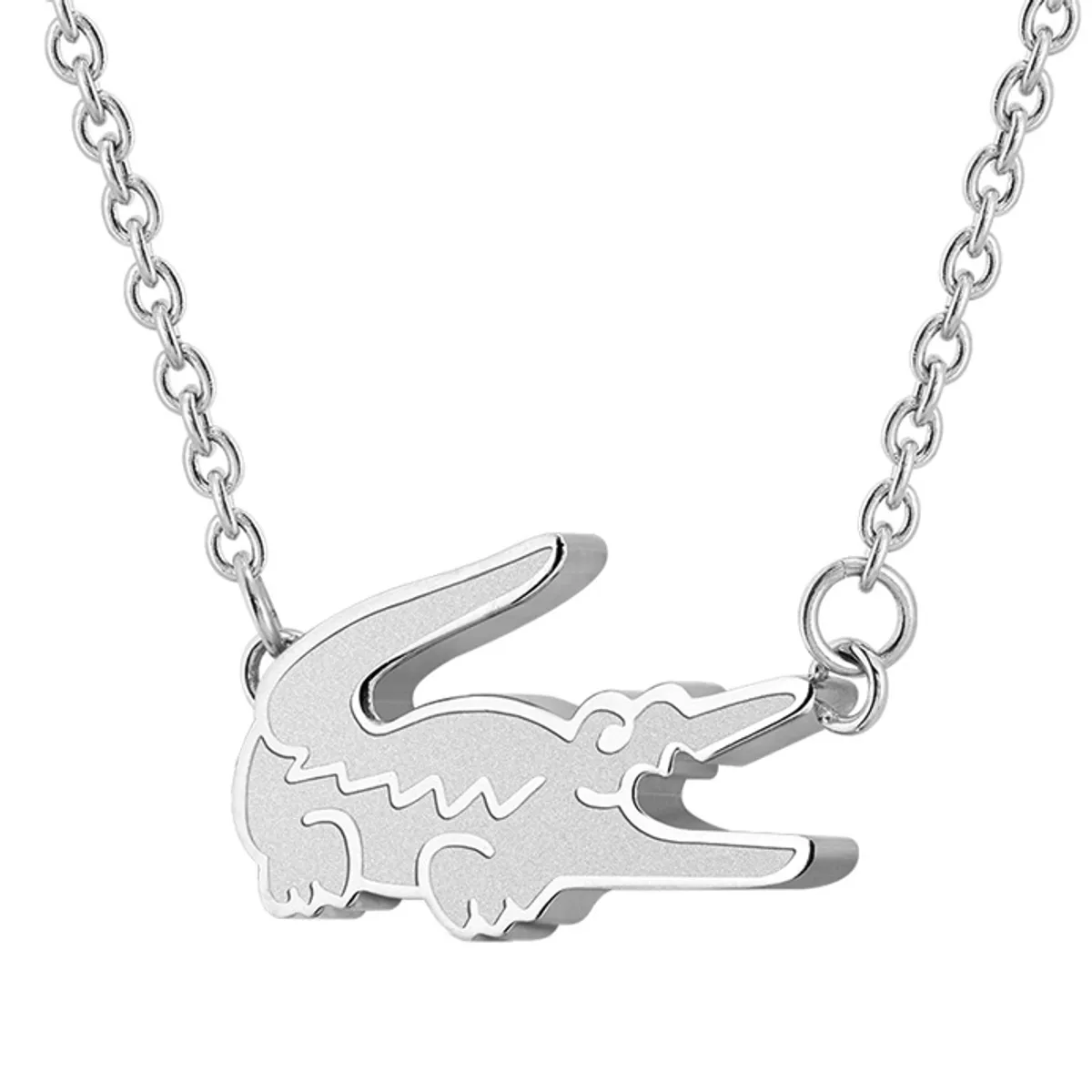 LACOSTE - Collar plateado de mujer en forma de cocodrilo