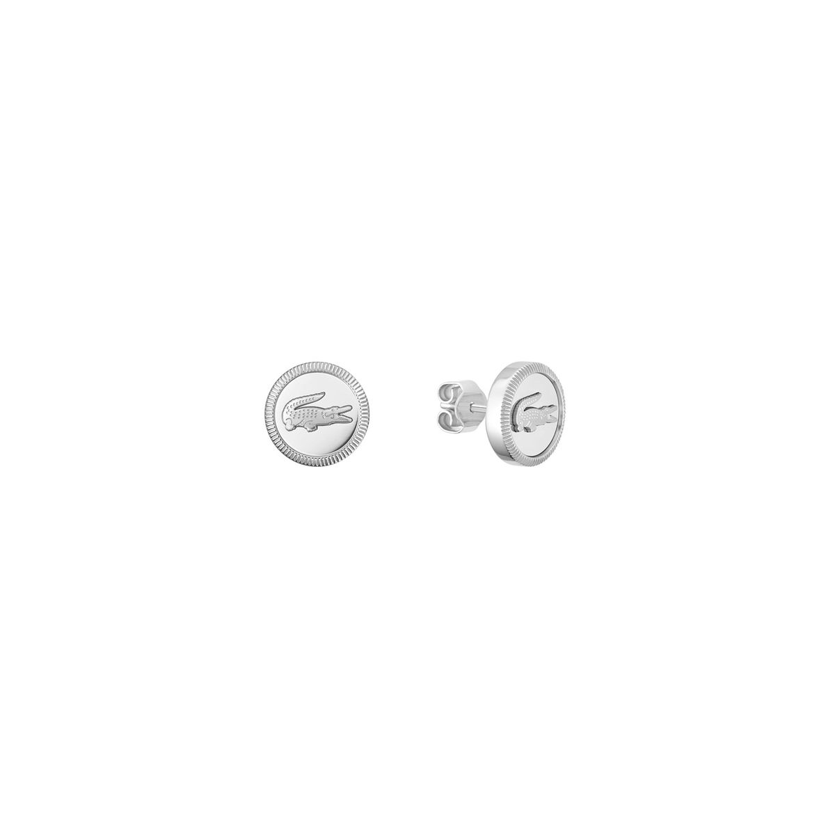 LACOSTE - Aretes plateados de acero inoxidable