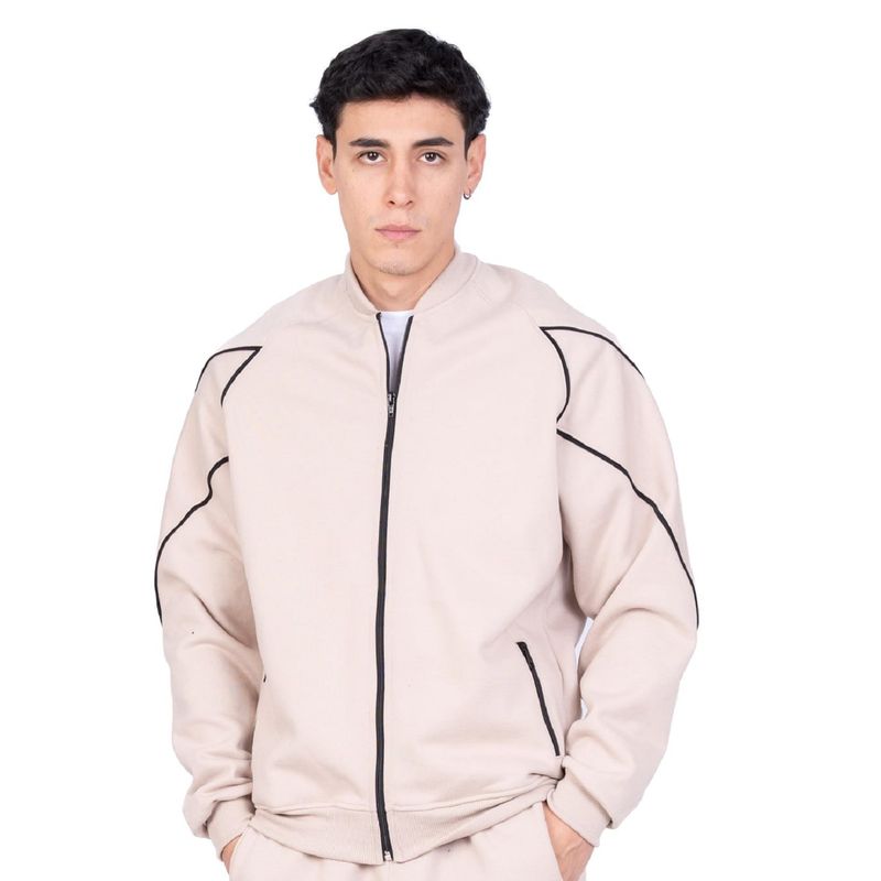 NEW YORK STARS - CASACA  CON CIERRE Y LINEAS - BEIGE