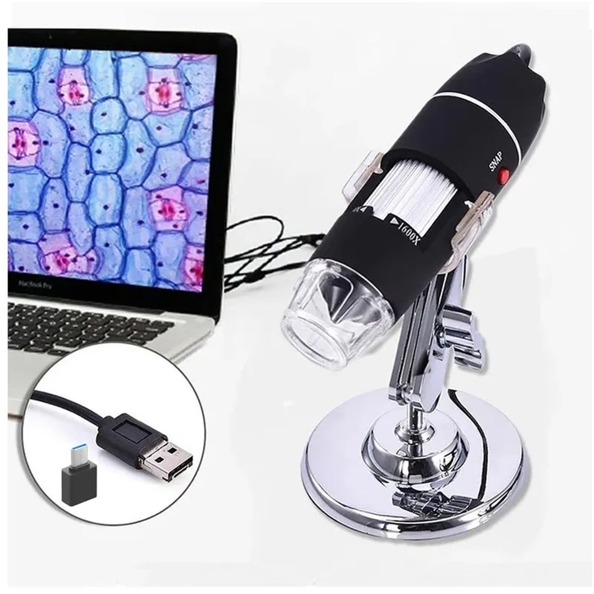 GENERICO - Microscopio Digital Usb 1600x Con Luz Led