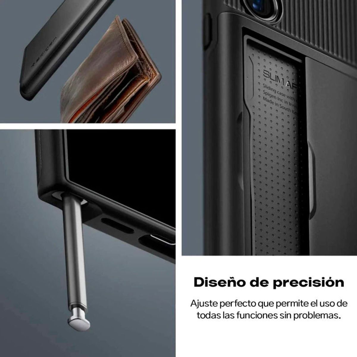 SPIGEN - Case Tarjetero Negro Spigen Slim Armor Para Galaxy S24 Ultra