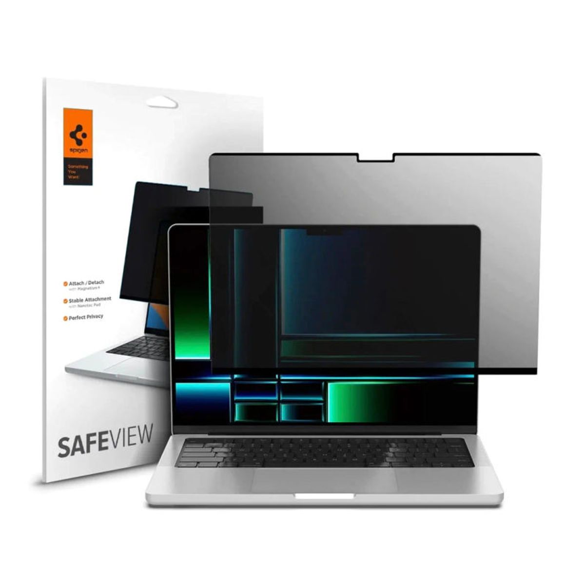 SPIGEN - Protector Pantalla Spigen Anti-espía Macbook Pro 14 M2 M1