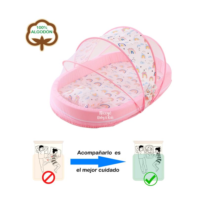GENERICO - Cuna Colecho Portátil con Mosquitero para Bebés- Rosado