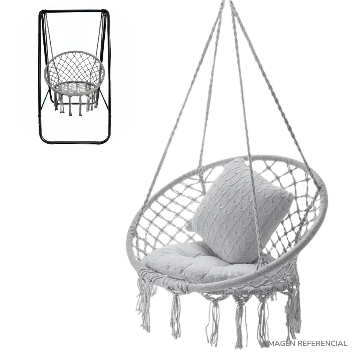 INSPIRA MARKET - Silla Hamaca Colgante Tejida Terraza Jardín