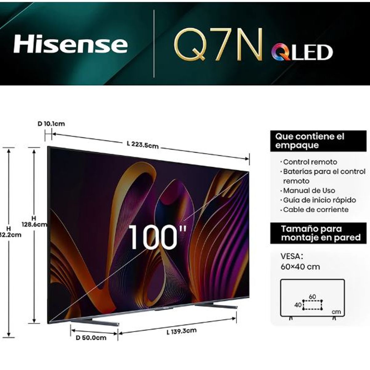 HISENSE - Tv Smart Hisense 100 100Q7N Qled Uhd 4K 144Hz Google