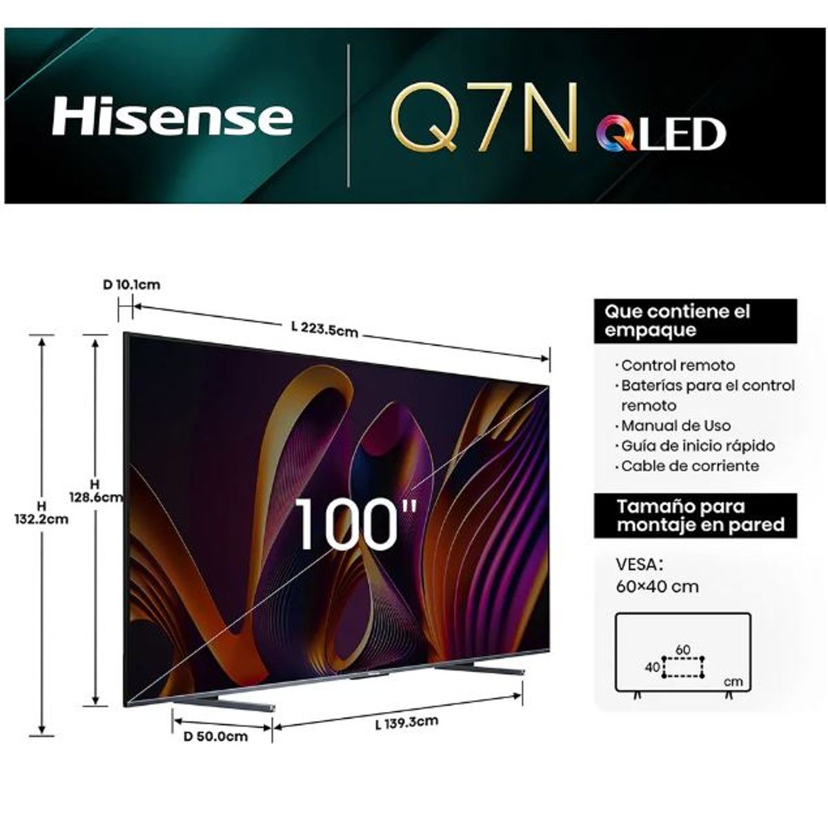 HISENSE - Tv Smart Hisense 100 100Q7N Qled Uhd 4K 144Hz Google