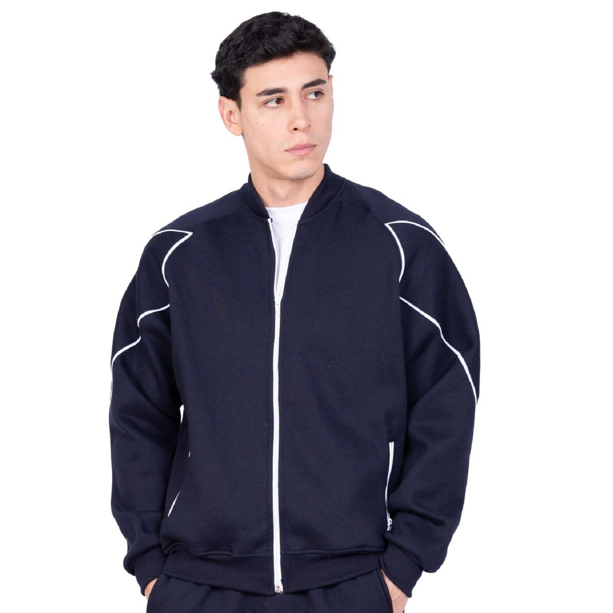 NEW YORK STARS - CASACA CON CIERRE Y LINEAS-AZUL