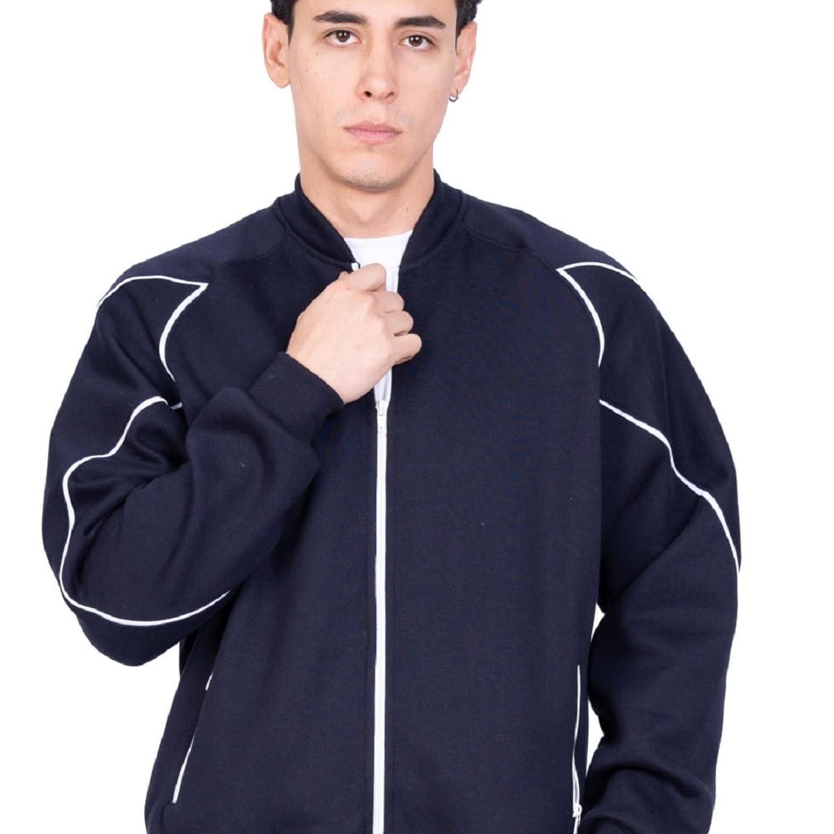 NEW YORK STARS - CASACA CON CIERRE Y LINEAS-AZUL