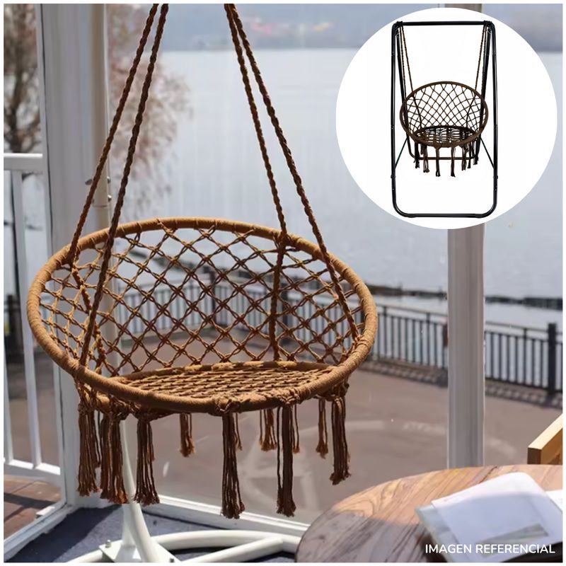 INSPIRA MARKET - Silla Hamaca Colgante Tejida Terraza Jardín