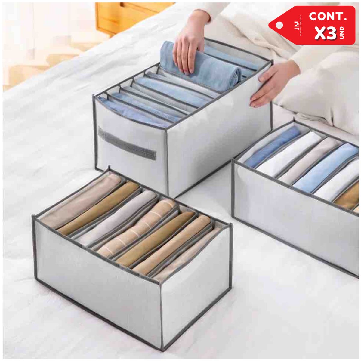 INSPIRA - Organizador multiusos de pantalones toallas ropa 9 Compartimentos