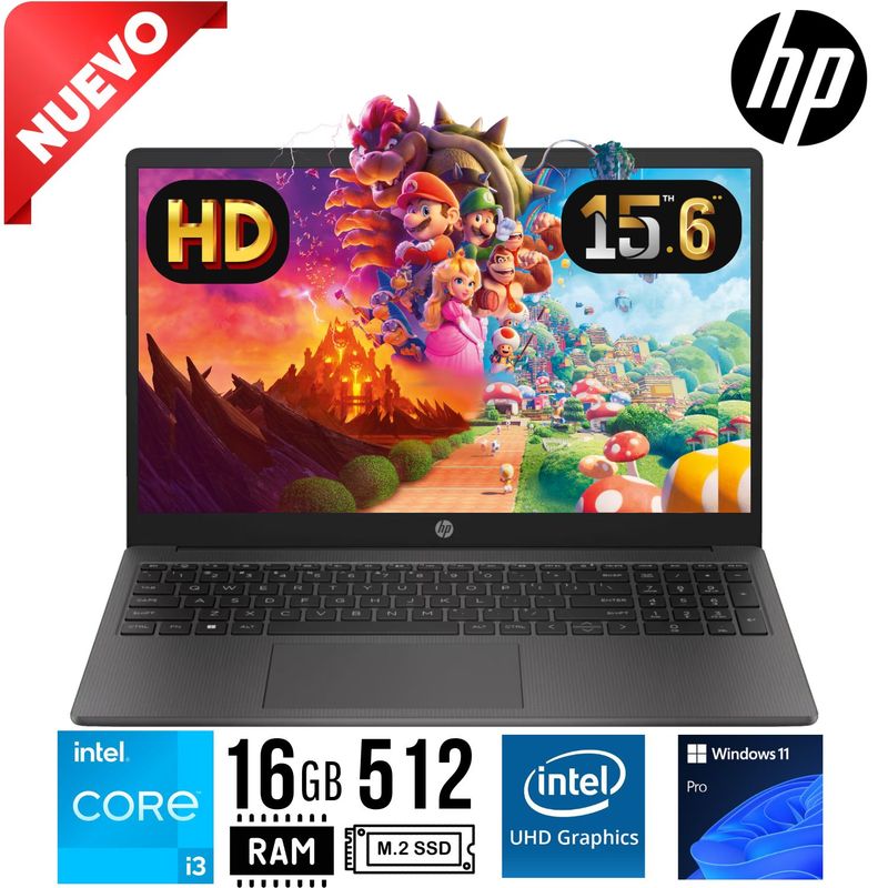 HP - LAPTOP HP 250 G10. Core i3 1315U. 15.6" HD. RAM 16GB. SSD 512GB. W11 PRO.