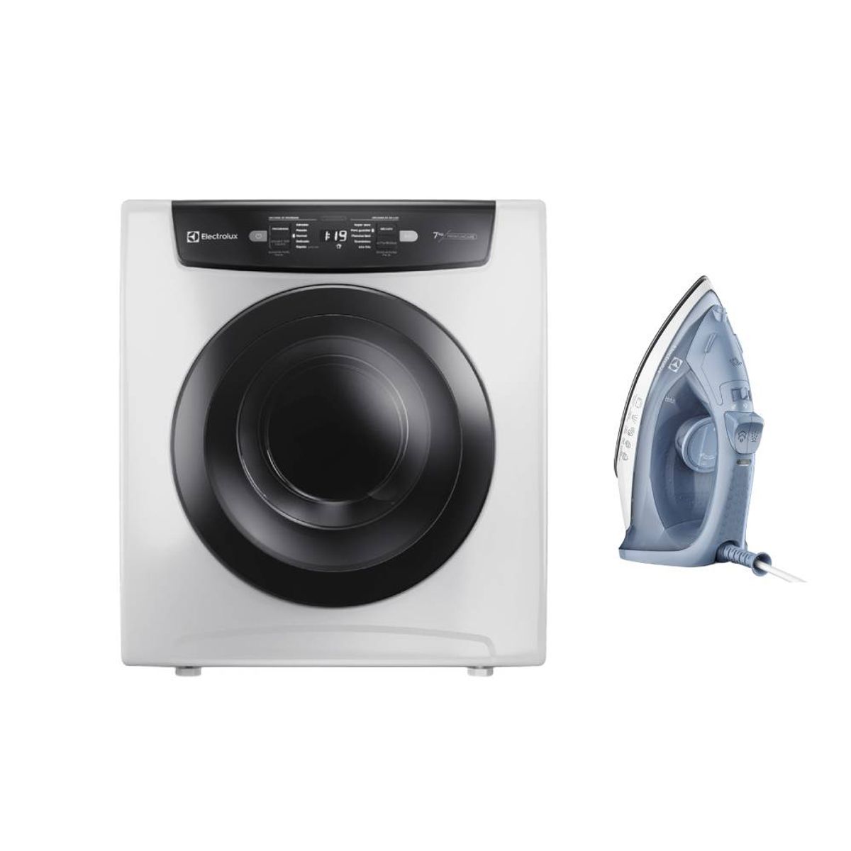 ELECTROLUX - Combo Secadora de ropa de pared y piso Electrolux 7kg Blanca Premium EDEJ07D2JSYW + Plancha a vapor y seco Electrolux Efficient ESI10
