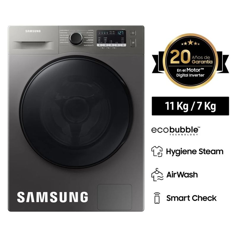 SAMSUNG - LAVASECA SAMSUNG 11 KG 7 KG CARGA FRONTAL WD11T4046BX/PE