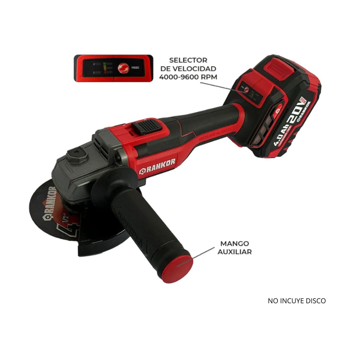 RANKOR - Combo amoladora inalambrica + atornillador de impacto industrial Rankor