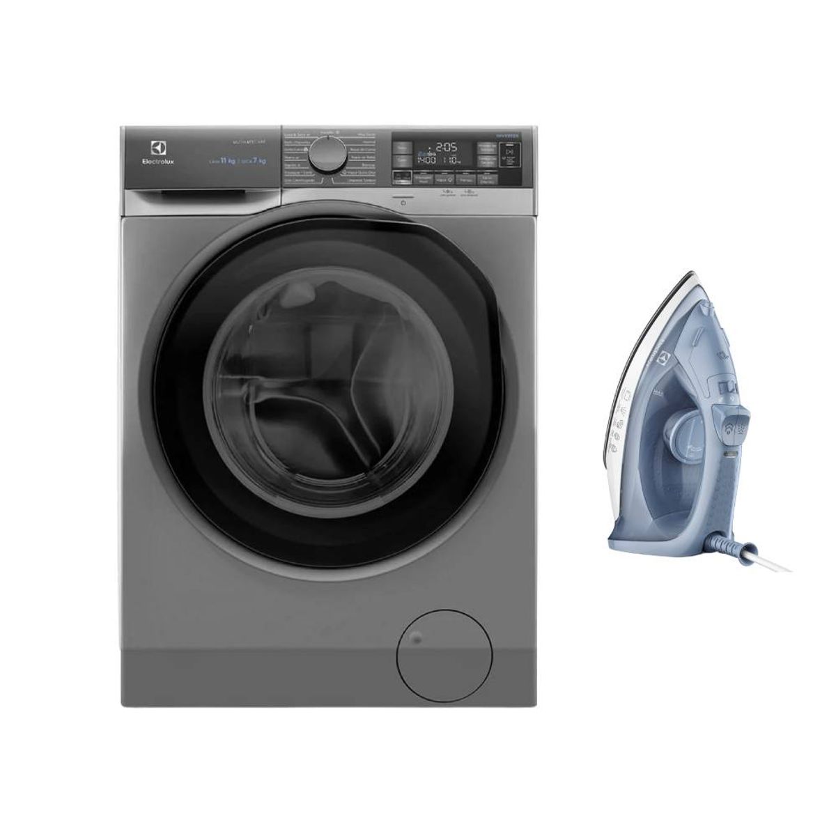 ELECTROLUX - Combo Lavasecadora Electrolux Carga Frontal 117Kg Ultimate Care EWDX11E2G + Plancha a vapor y seco Electrolux Efficient ESI10