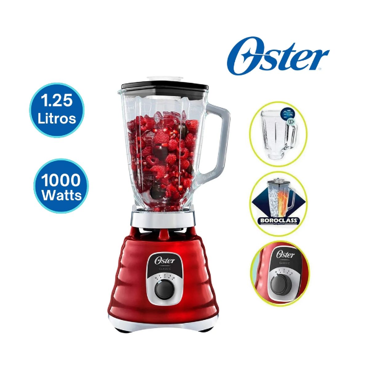 OSTER - Licuadora clásica Oster® 3 velocidades con perilla ergonómica BLST4126R