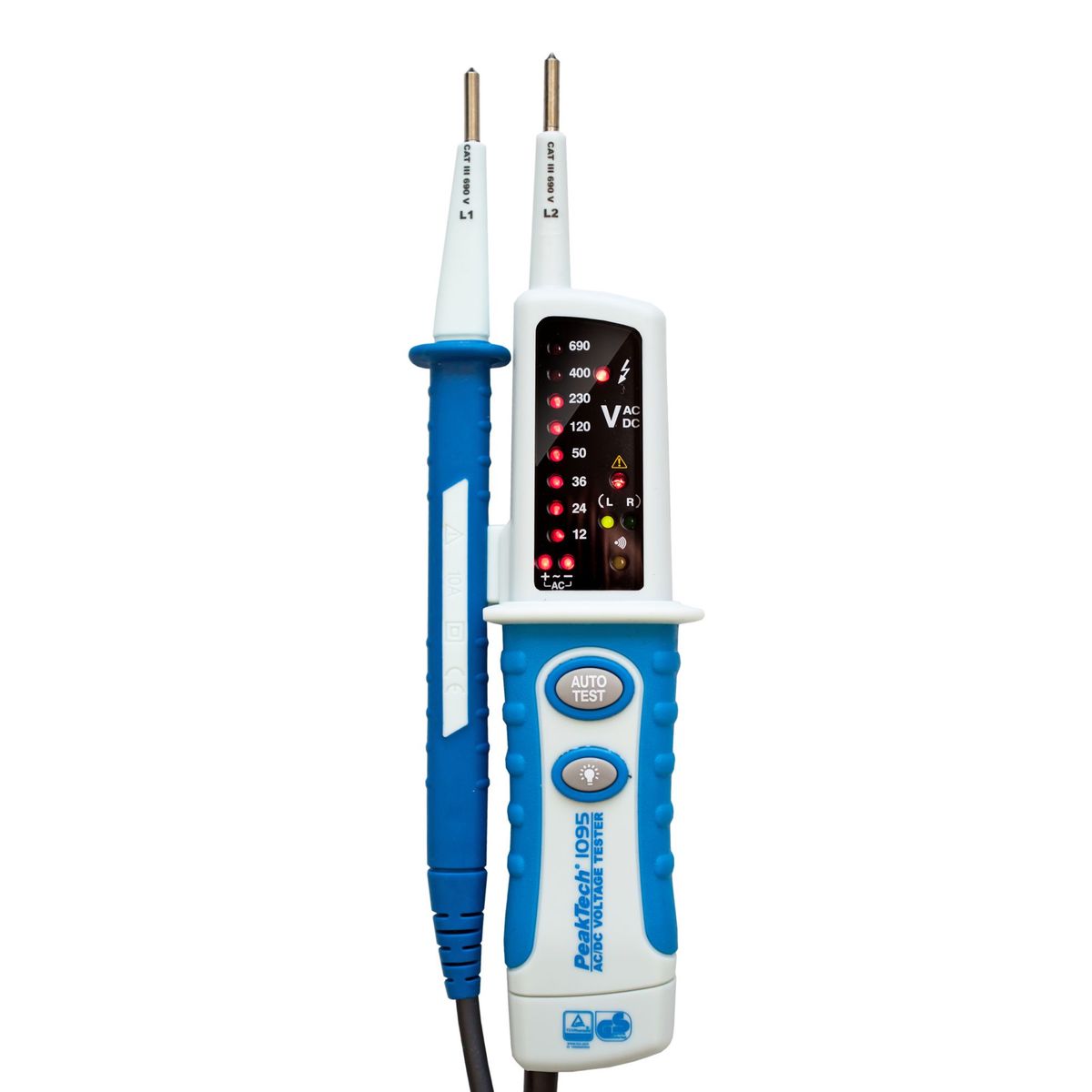 PEAKTECH - COMPROBADOR DE TENSIÓN CON PANTALLA LED - PEAKTECH P-1095