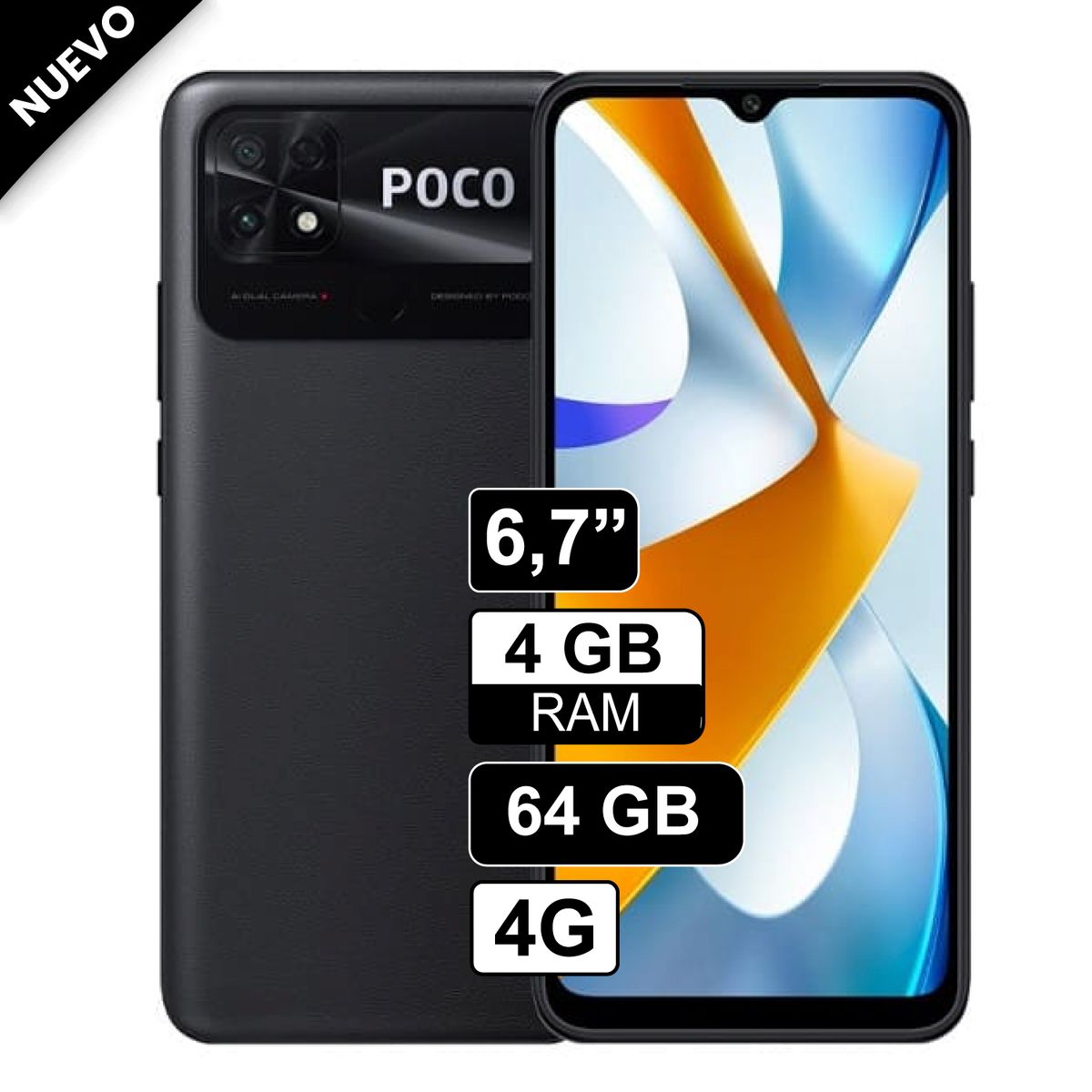 XIAOMI - Celular Xiaomi Poco C40 Dual SIM 64GB  4GB RAM NEGRO