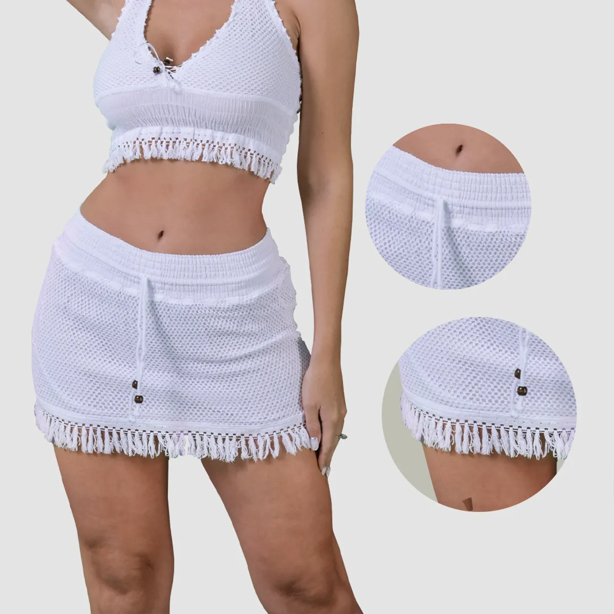 FORBER - Falda Blanca Corta Mujer