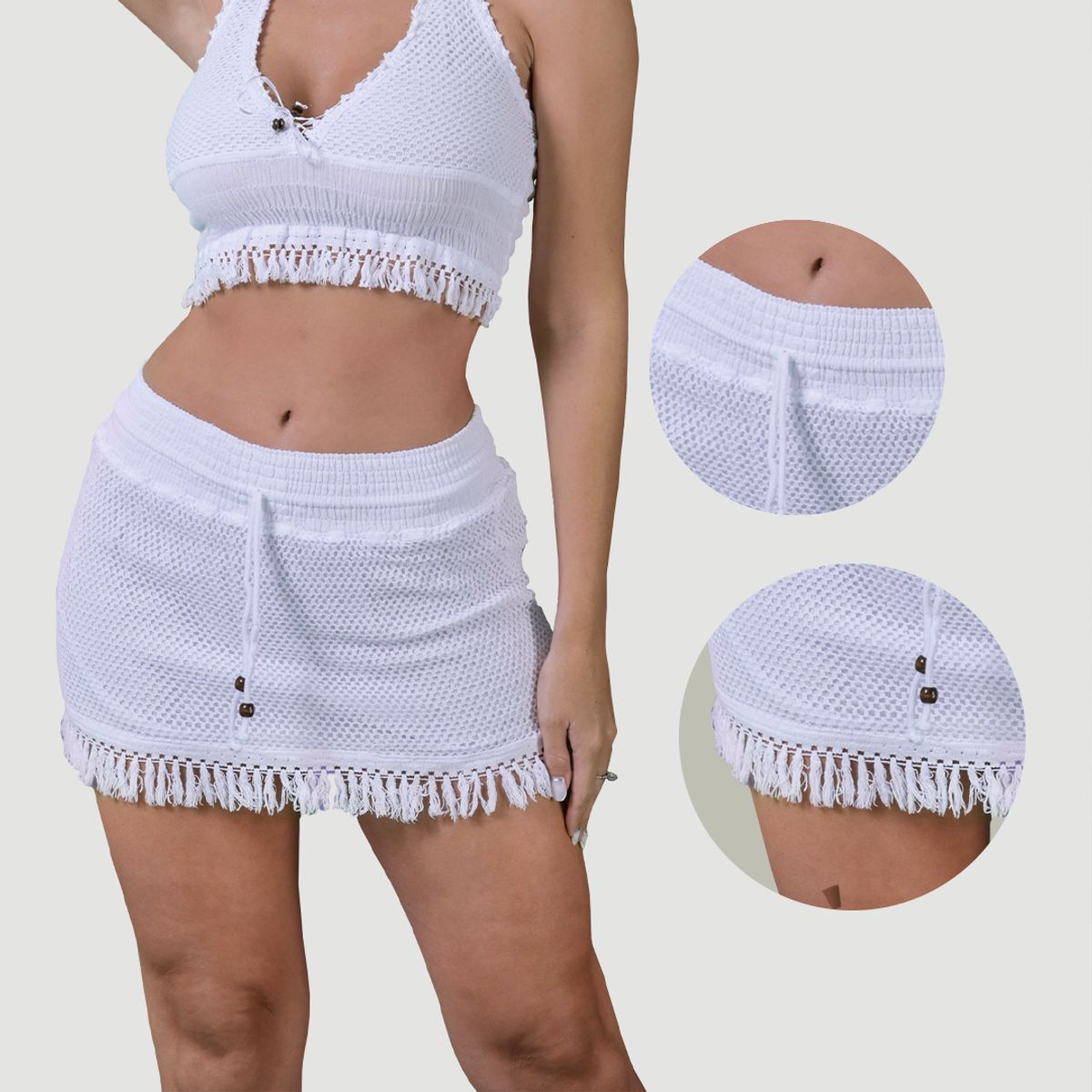 FORBER - Falda Blanca Corta Mujer