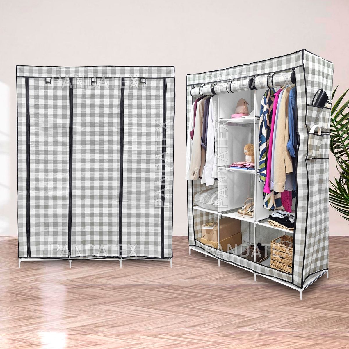 SM - ROPERO ARMABLE 3 CUERPOS CON DISEÑO GRIS