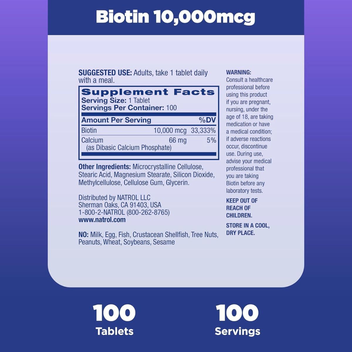 NATROL - Biotin Natrol Beauty 10000 Mcg Sabor Fresa 250 Tabletas