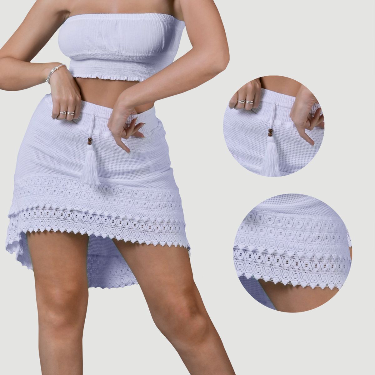 FORBER - Falda Blanca Corta Mujer