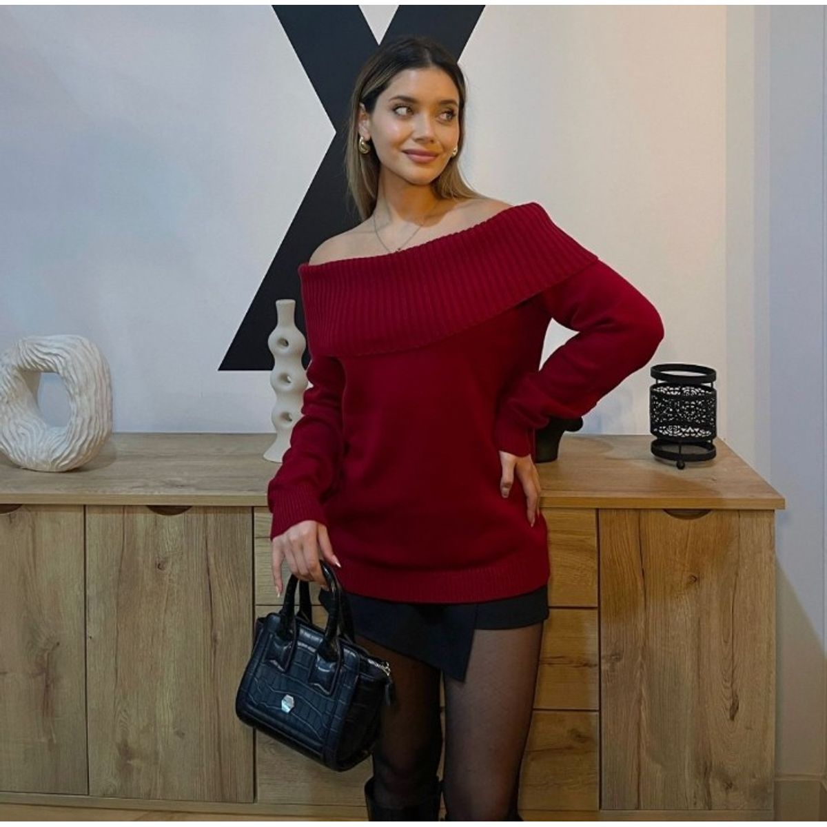 GENERICO - CHOMPA OFF SHOULDER INVIERNO DE MUJER