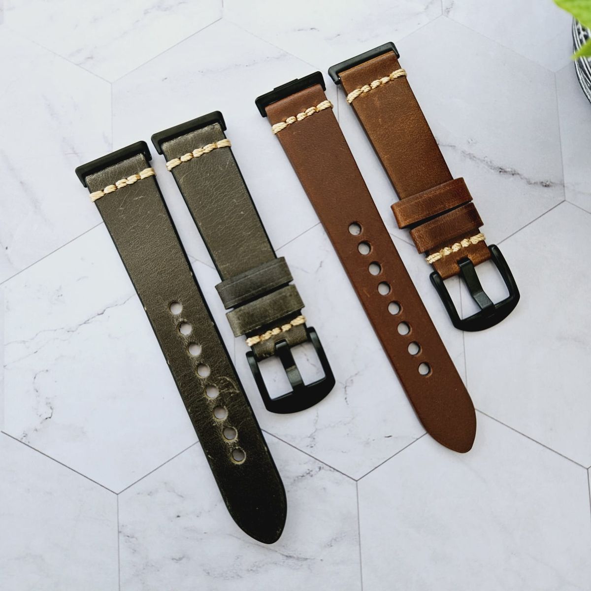 GENERICO - Correa Cuero 1 para HUAWEI FIT 4 - FIT 4 PRO - Negro