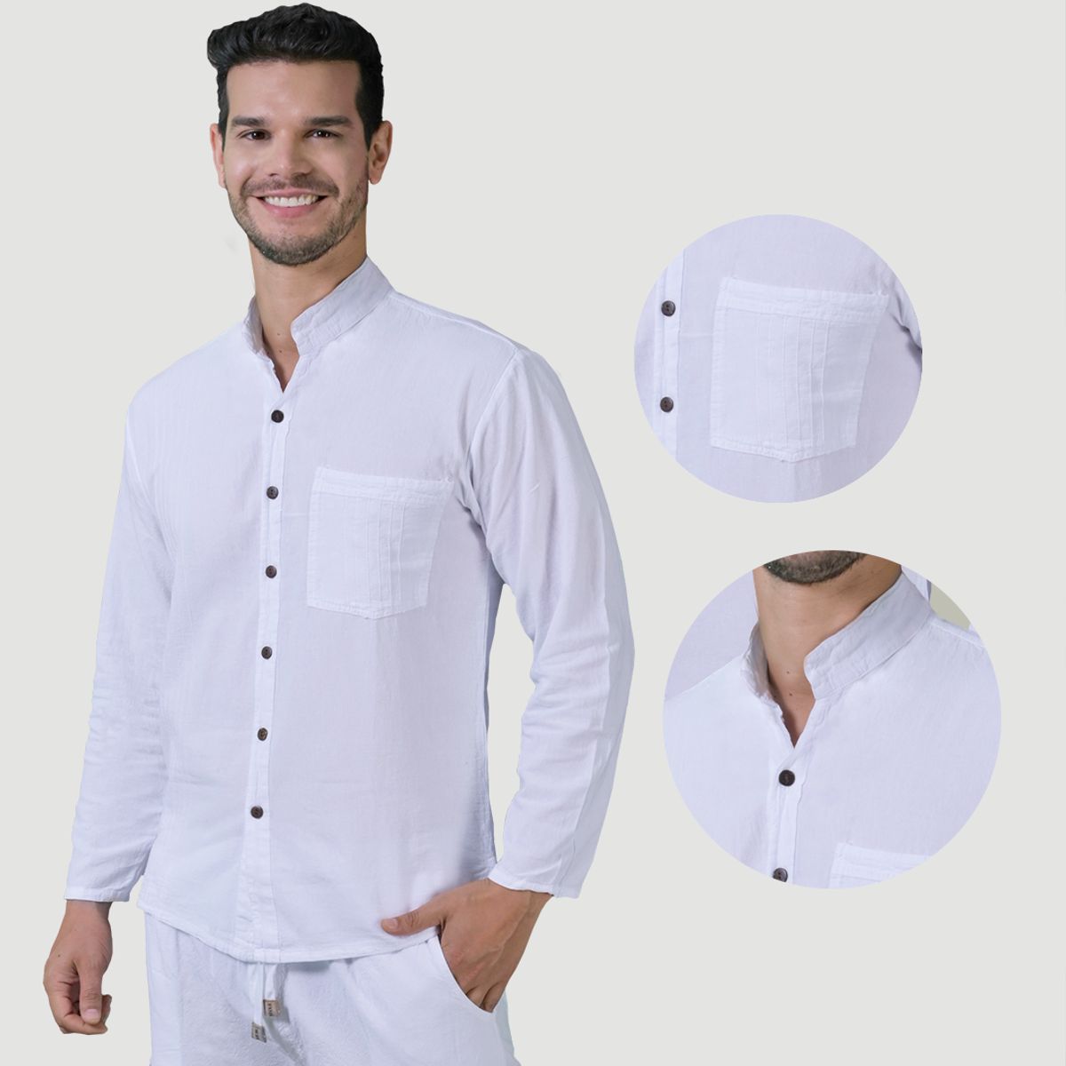 FORBER - Camisa Blanca Manga Larga Hombre