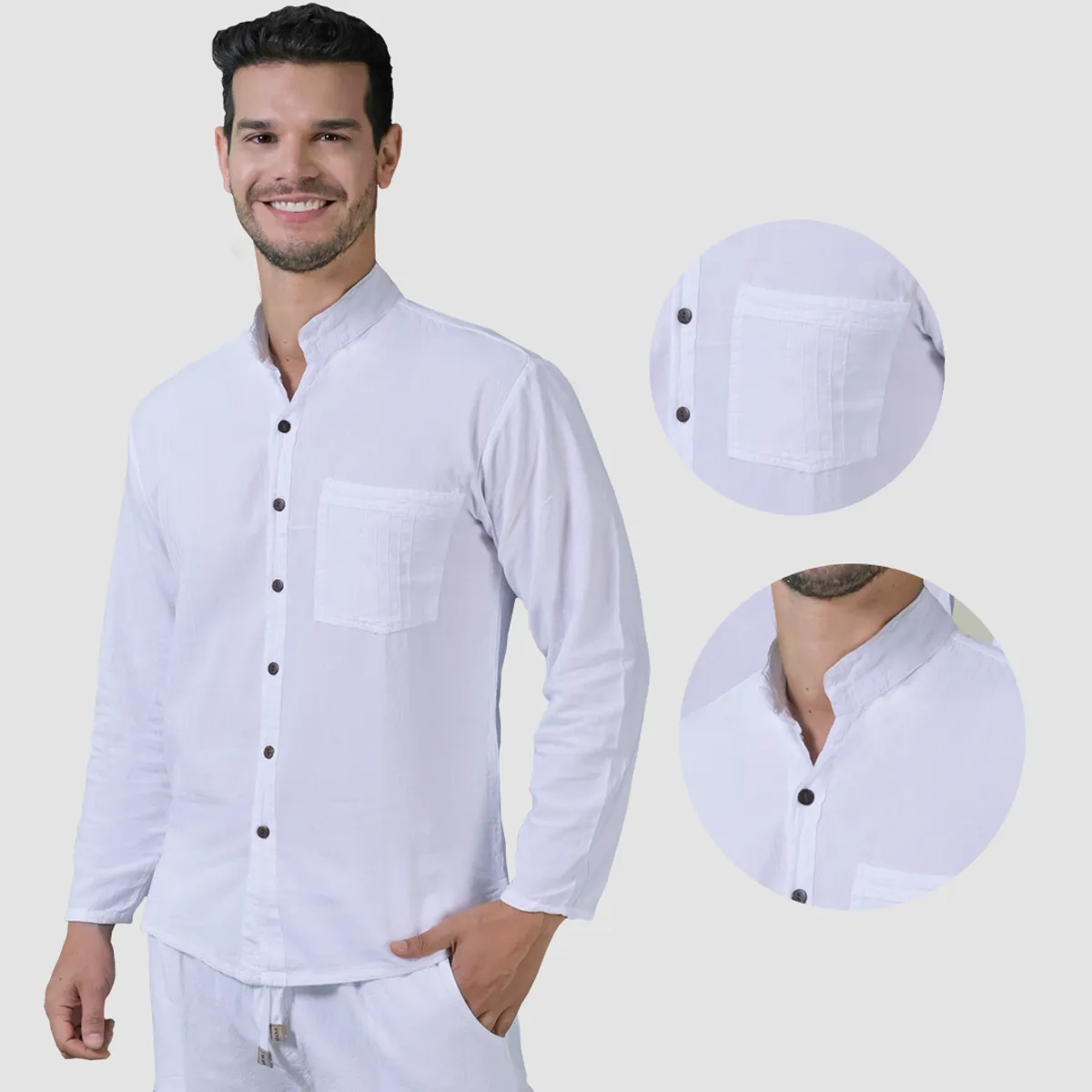 FORBER - Camisa Blanca Manga Larga Hombre